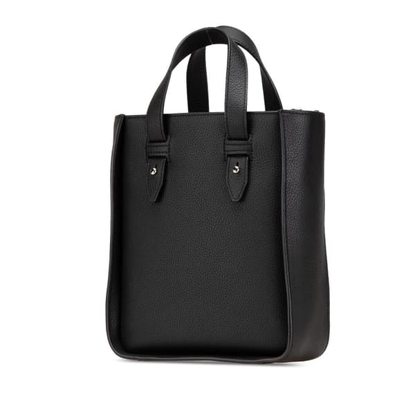 Pre-owned Dior Mini Grained Calfskin Saddle Tote Black