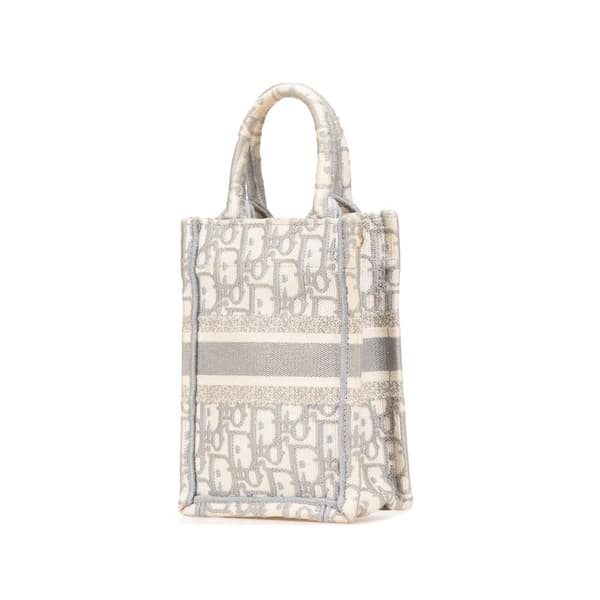 Pre-owned Dior Mini Oblique Canvas Vertical Book Tote Gray