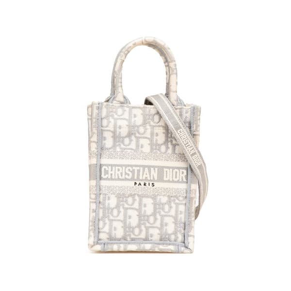Pre-owned Dior Mini Oblique Canvas Vertical Book Tote Gray
