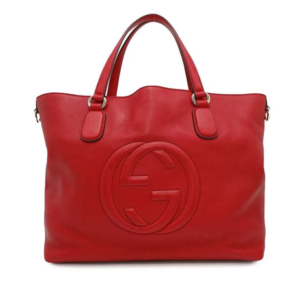 Pre-owned Gucci Large Leather Soho Working Tote Red