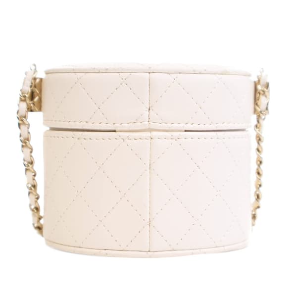 Pre-owned Chanel Mini Quilted Lambskin CC Allure Vanity Case White
