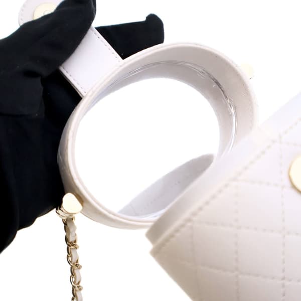Pre-owned Chanel Mini Quilted Lambskin CC Allure Vanity Case White