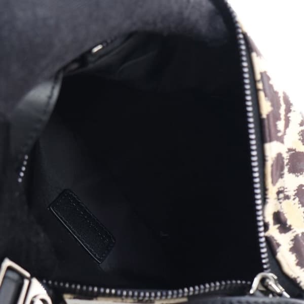 Pre-owned Dior Mizza Small Canvas Embroidered Leopard DiorTravel Nomad Pouch Brown