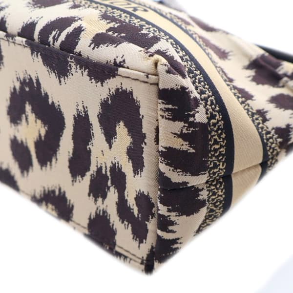 Pre-owned Dior Mizza Small Canvas Embroidered Leopard DiorTravel Nomad Pouch Brown
