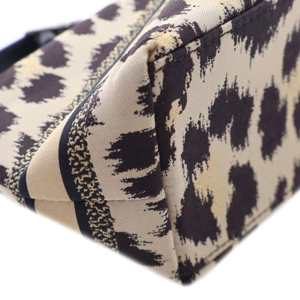 Pre-owned Dior Mizza Small Canvas Embroidered Leopard DiorTravel Nomad Pouch Brown