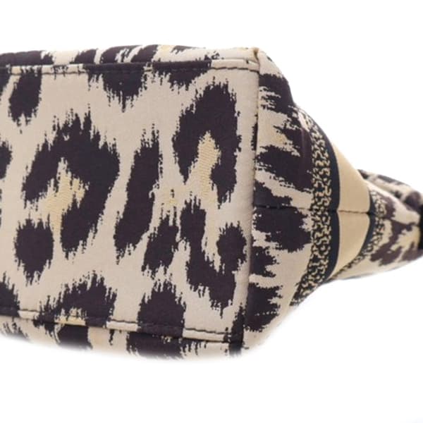 Pre-owned Dior Mizza Small Canvas Embroidered Leopard DiorTravel Nomad Pouch Brown