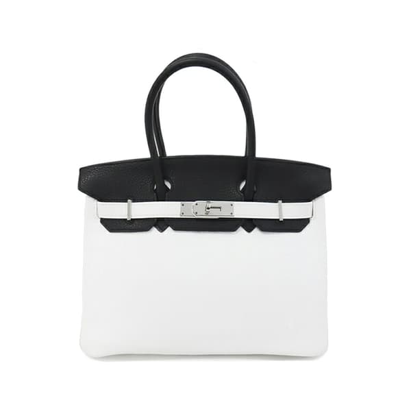 Pre-owned Hermès Bicolor Clemence Birkin Retourne 30 White