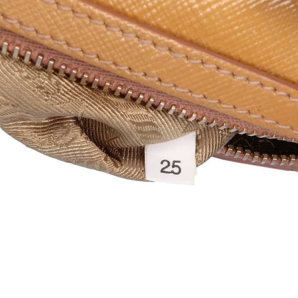Pre-owned Prada Saffiano Vernice Satchel Brown