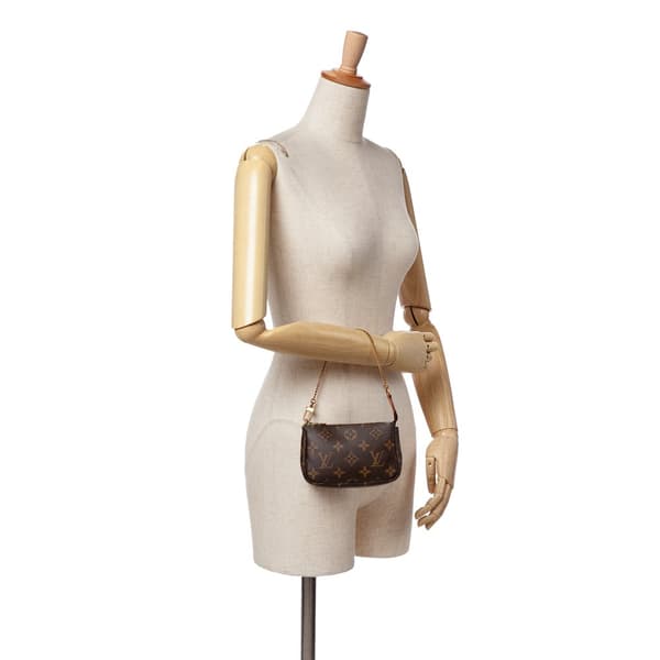 Pre-owned Louis Vuitton Monogram Mini Pochette Accessoires Brown