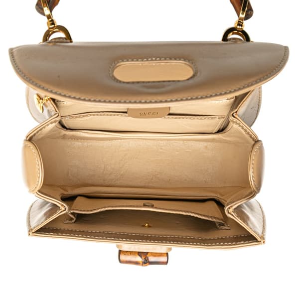 Pre-owned Gucci Calfskin Bamboo Night Brown