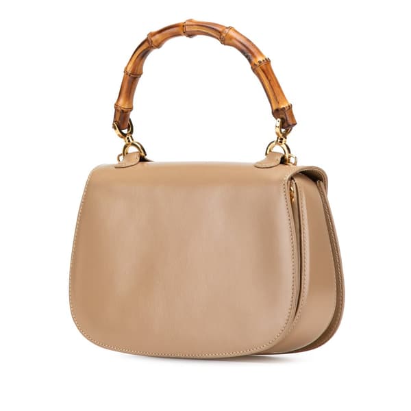 Pre-owned Gucci Calfskin Bamboo Night Brown