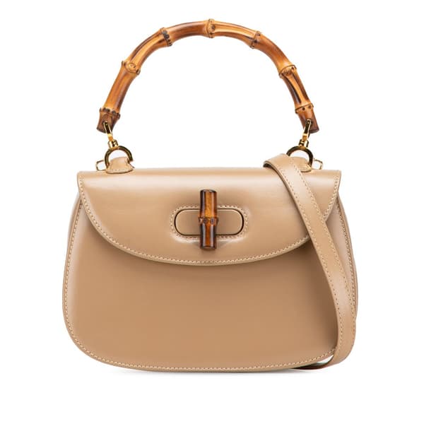 Pre-owned Gucci Calfskin Bamboo Night Brown