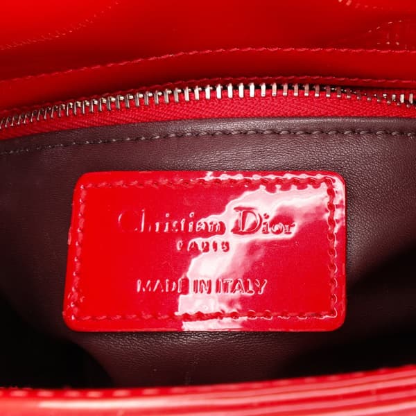 Pre-owned Dior Mini Patent Lady Dior Red