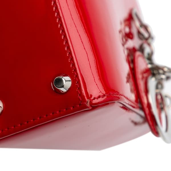 Pre-owned Dior Mini Patent Lady Dior Red