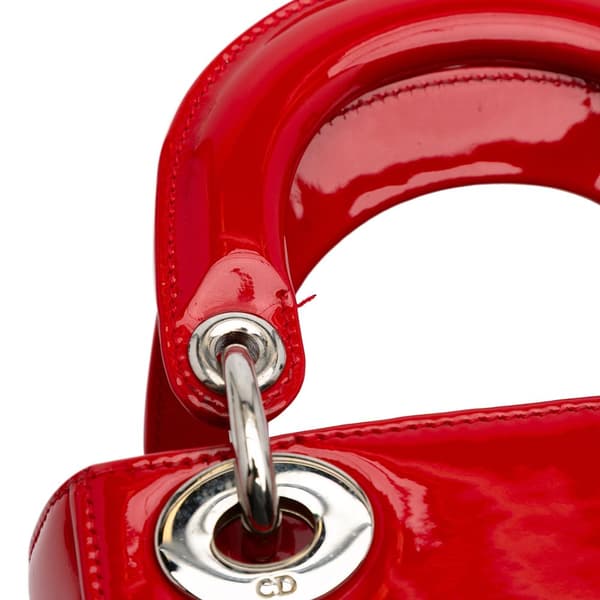 Pre-owned Dior Mini Patent Lady Dior Red