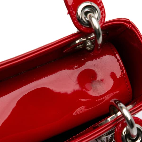 Pre-owned Dior Mini Patent Lady Dior Red