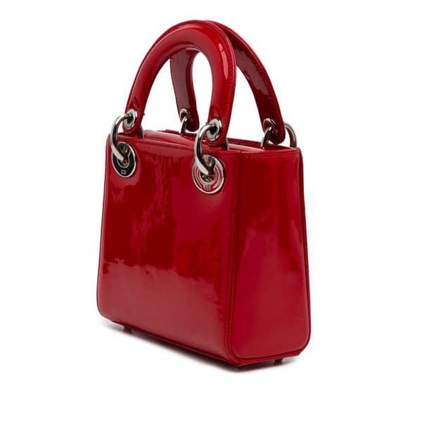 Pre-owned Dior Mini Patent Lady Dior Red