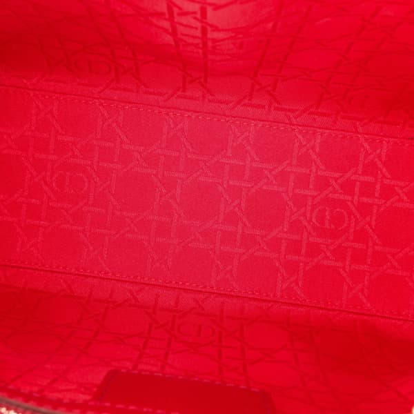 Pre-owned Dior Medium Patent Cannage Lady Dior Red