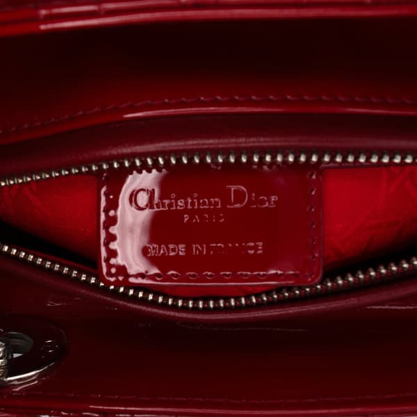 Pre-owned Dior Medium Patent Cannage Lady Dior Red