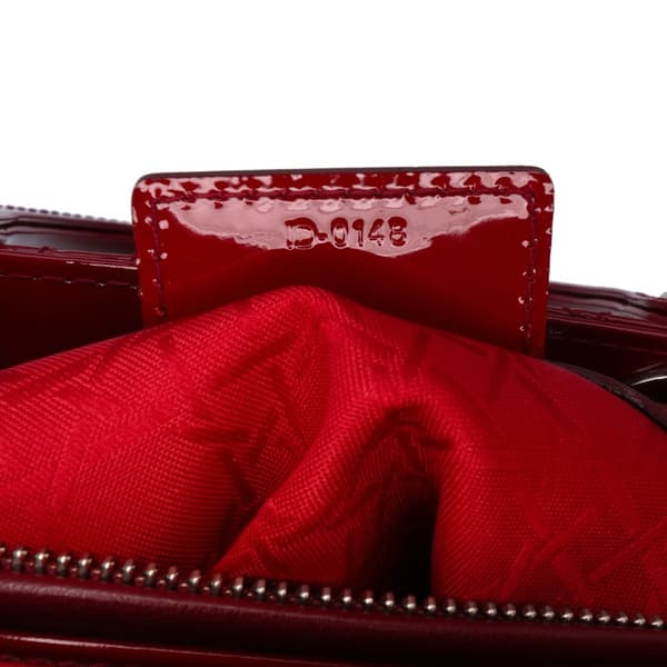 Pre-owned Dior Medium Patent Cannage Lady Dior Red