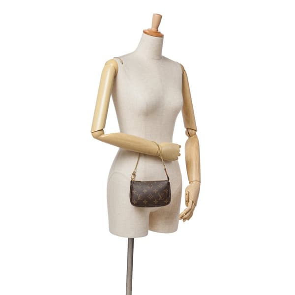 Pre-owned Louis Vuitton Monogram Mini Pochette Accessoires Brown