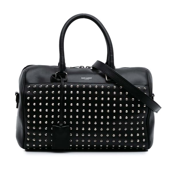 Pre-owned Saint Laurent Studded Leather Classic Duffle 6 Bag Black