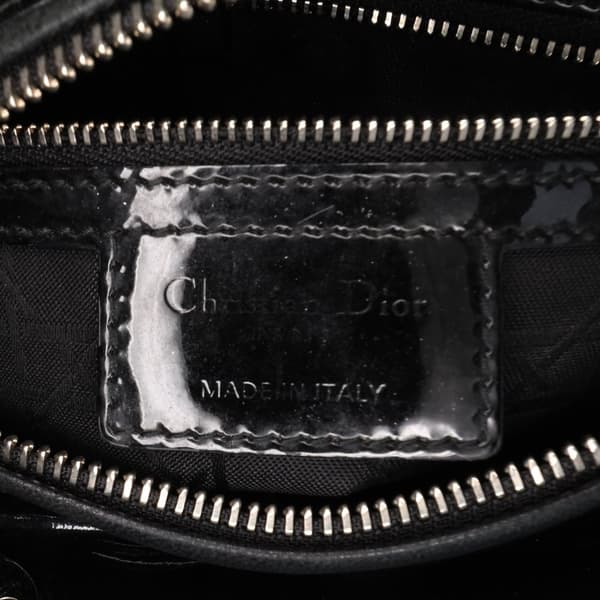Pre-owned Dior Medium Patent Cannage Lady Dior Black
