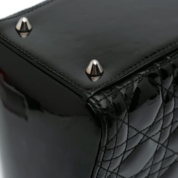 Pre-owned Dior Medium Patent Cannage Lady Dior Black