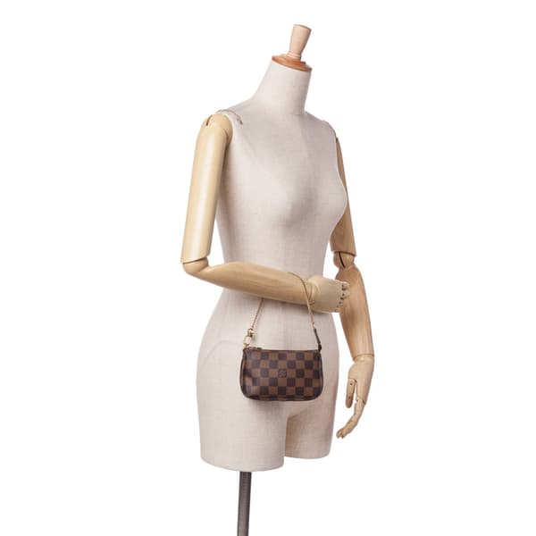 Pre-owned Louis Vuitton Damier Ebene Mini Pochette Accessoires Brown