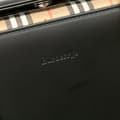 Miniatyrbild 5 av 10: Pre-owned Burberry House Check Canvas Trimmed Leather Handbag Black