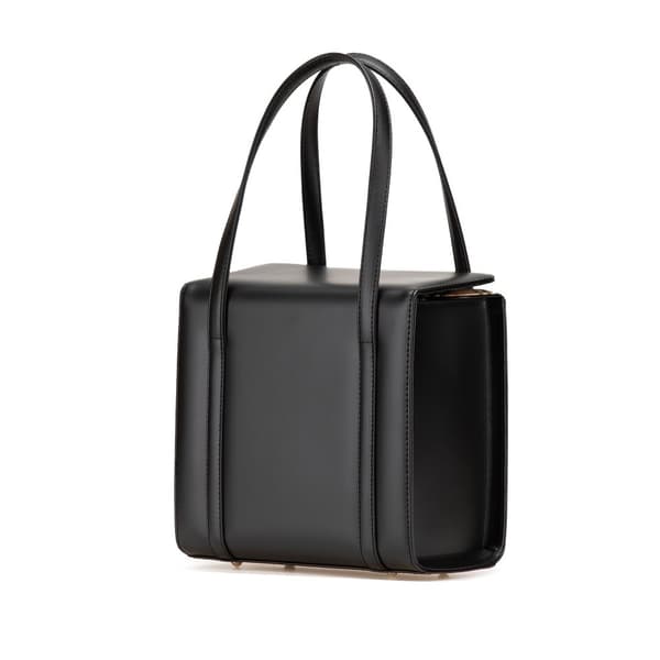 Pre-owned Burberry House Check Canvas Trimmed Leather Handbag Black
