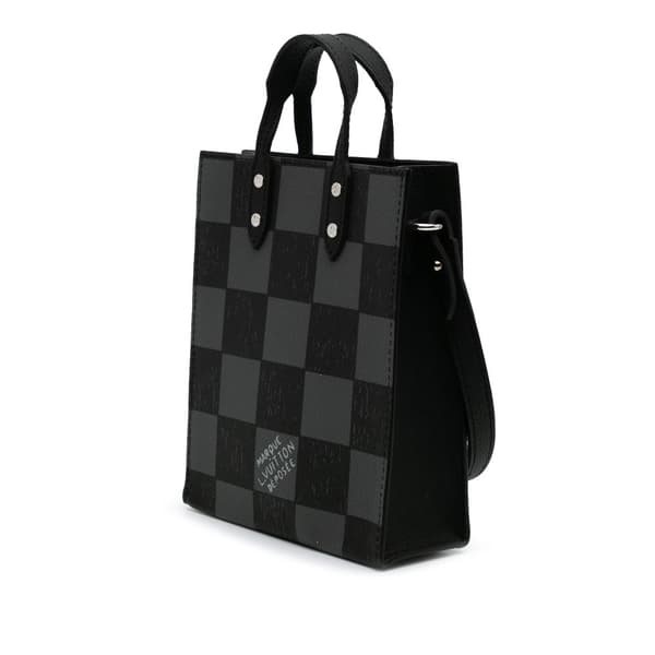Pre-owned Louis Vuitton Damier Checkerboard Sac Plat XS Black