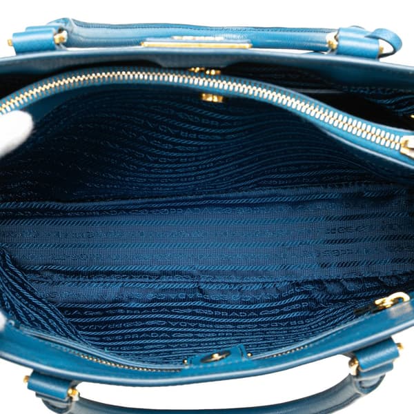 Pre-owned Prada Medium Saffiano Galleria Satchel Blue