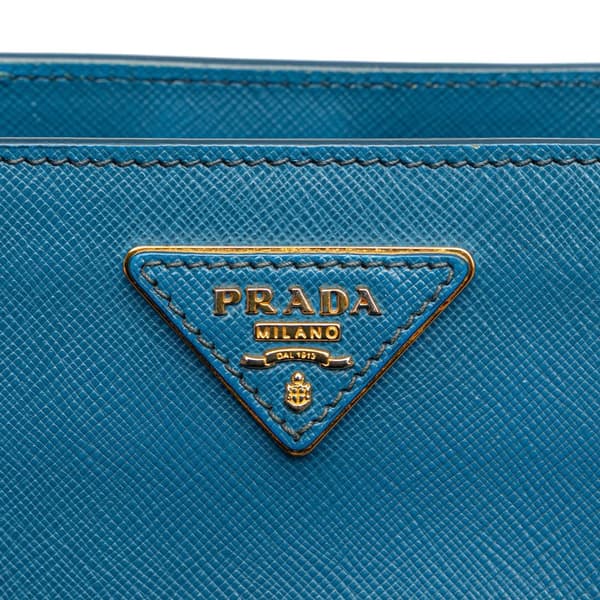 Pre-owned Prada Medium Saffiano Galleria Satchel Blue