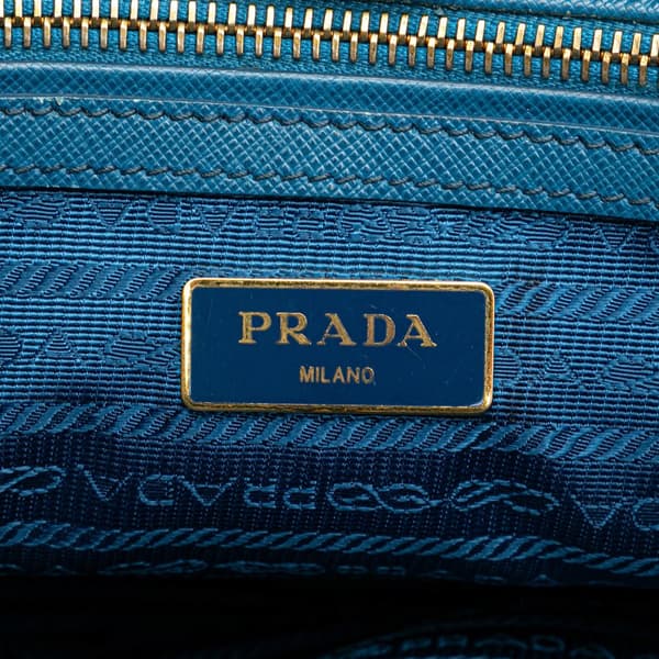 Pre-owned Prada Medium Saffiano Galleria Satchel Blue