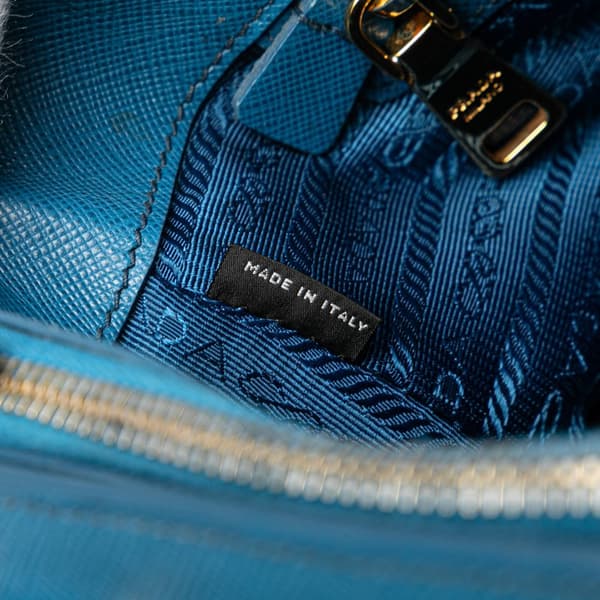 Pre-owned Prada Medium Saffiano Galleria Satchel Blue