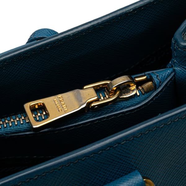Pre-owned Prada Medium Saffiano Galleria Satchel Blue