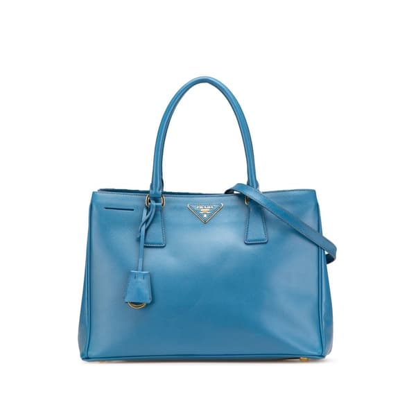 Pre-owned Prada Medium Saffiano Galleria Satchel Blue