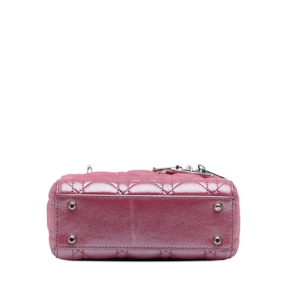 Pre-owned Dior Mini Iridescent Lambskin Cannage Lady Dior Pink