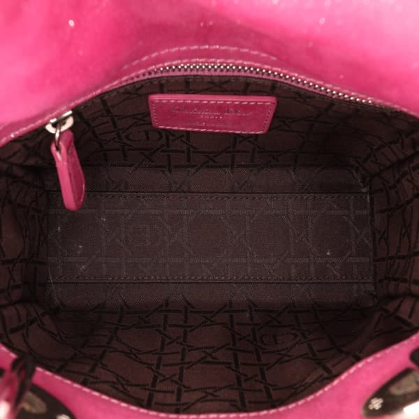 Pre-owned Dior Mini Iridescent Lambskin Cannage Lady Dior Pink