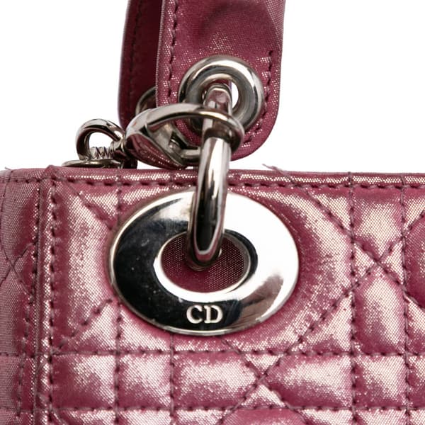 Pre-owned Dior Mini Iridescent Lambskin Cannage Lady Dior Pink