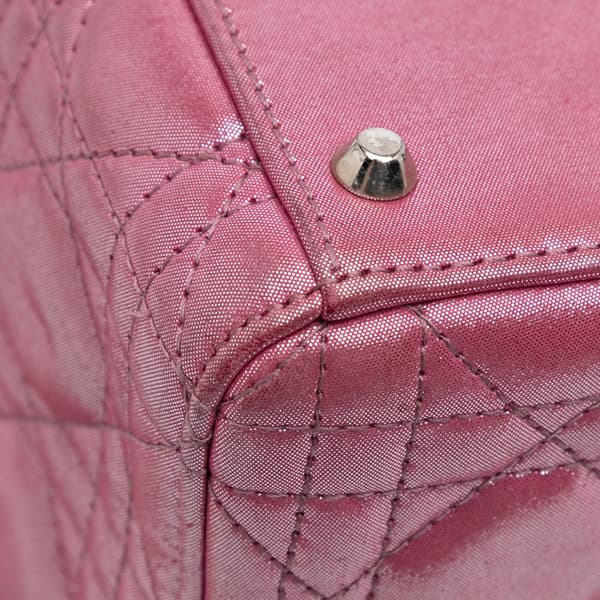 Pre-owned Dior Mini Iridescent Lambskin Cannage Lady Dior Pink