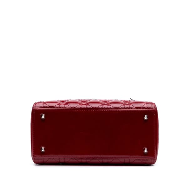 Pre-owned Dior Medium Patent Cannage Lady Dior Red
