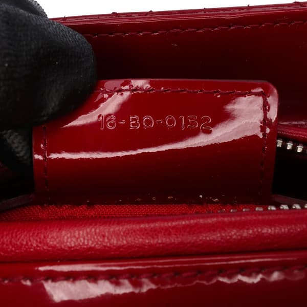 Pre-owned Dior Medium Patent Cannage Lady Dior Red