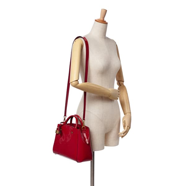 Pre-owned Louis Vuitton Monogram Vernis Montaigne BB Red