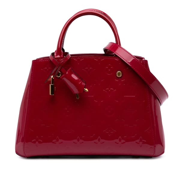 Pre-owned Louis Vuitton Monogram Vernis Montaigne BB Red