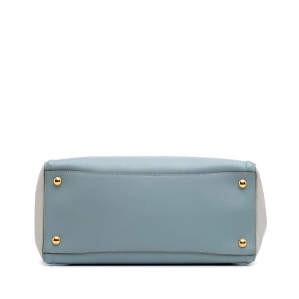 Pre-owned Prada Bicolor Saffiano Lux Satchel Blue