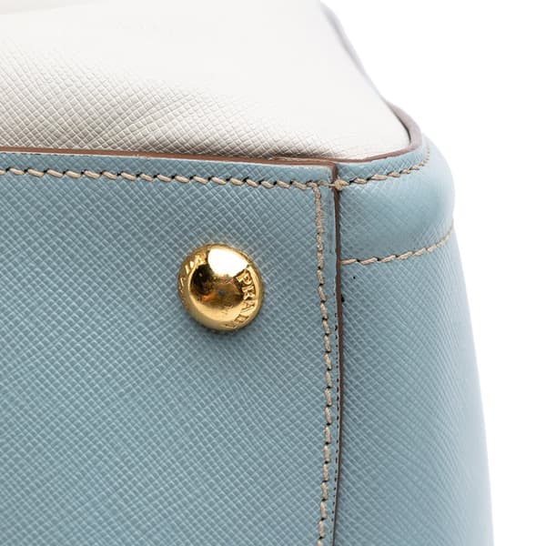 Pre-owned Prada Bicolor Saffiano Lux Satchel Blue