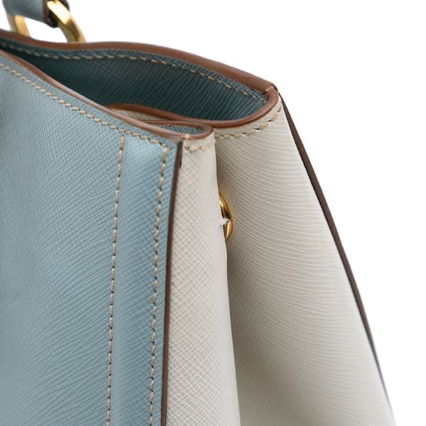 Pre-owned Prada Bicolor Saffiano Lux Satchel Blue