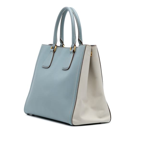 Pre-owned Prada Bicolor Saffiano Lux Satchel Blue